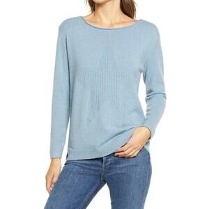 WIT & WISDOM NEW $69 Long Sleeve Cable Knit Sweater Stone Blue Small